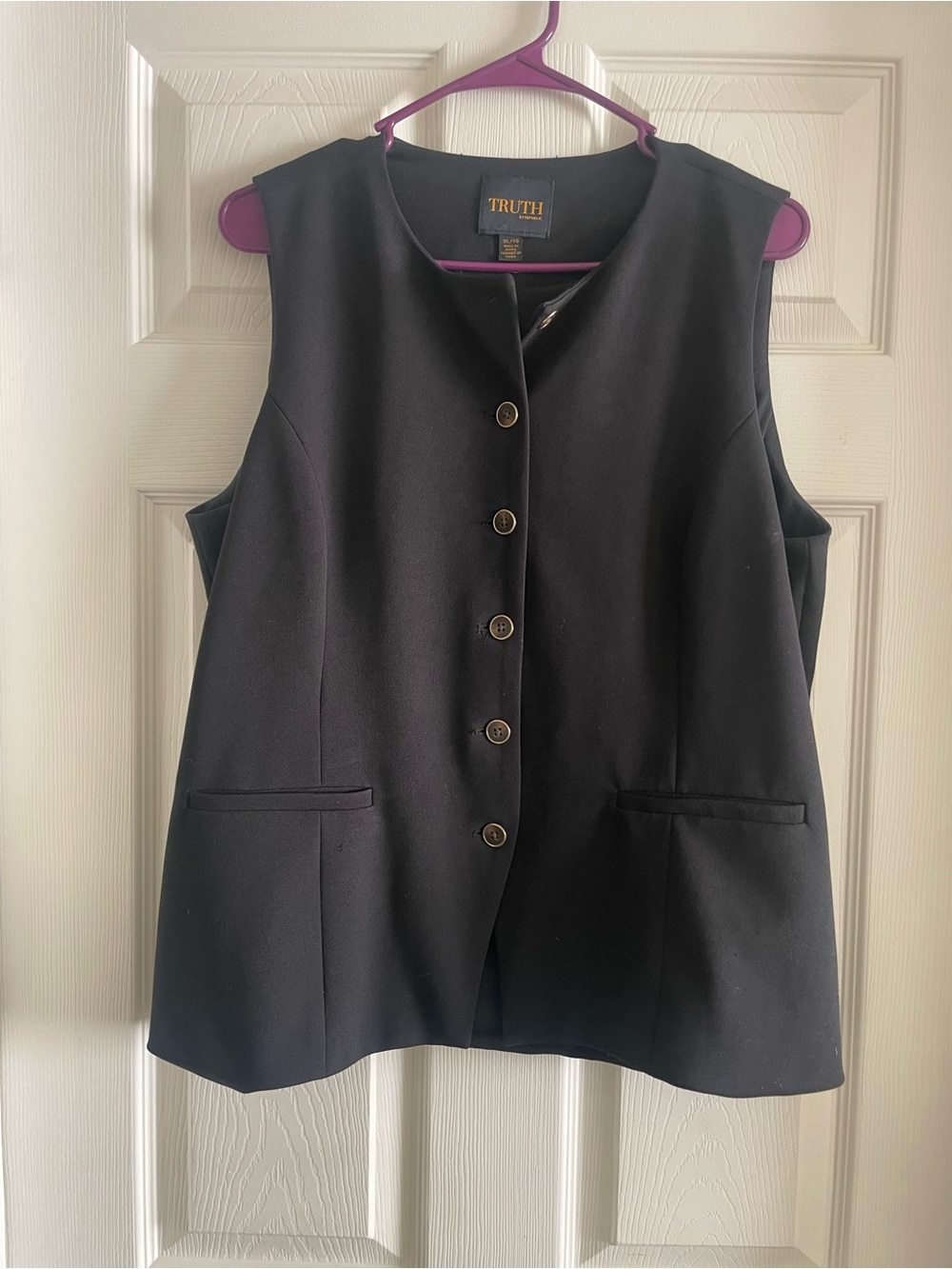 Truth Black Sleeveless Button-Front Vest Jacket and Pants Set